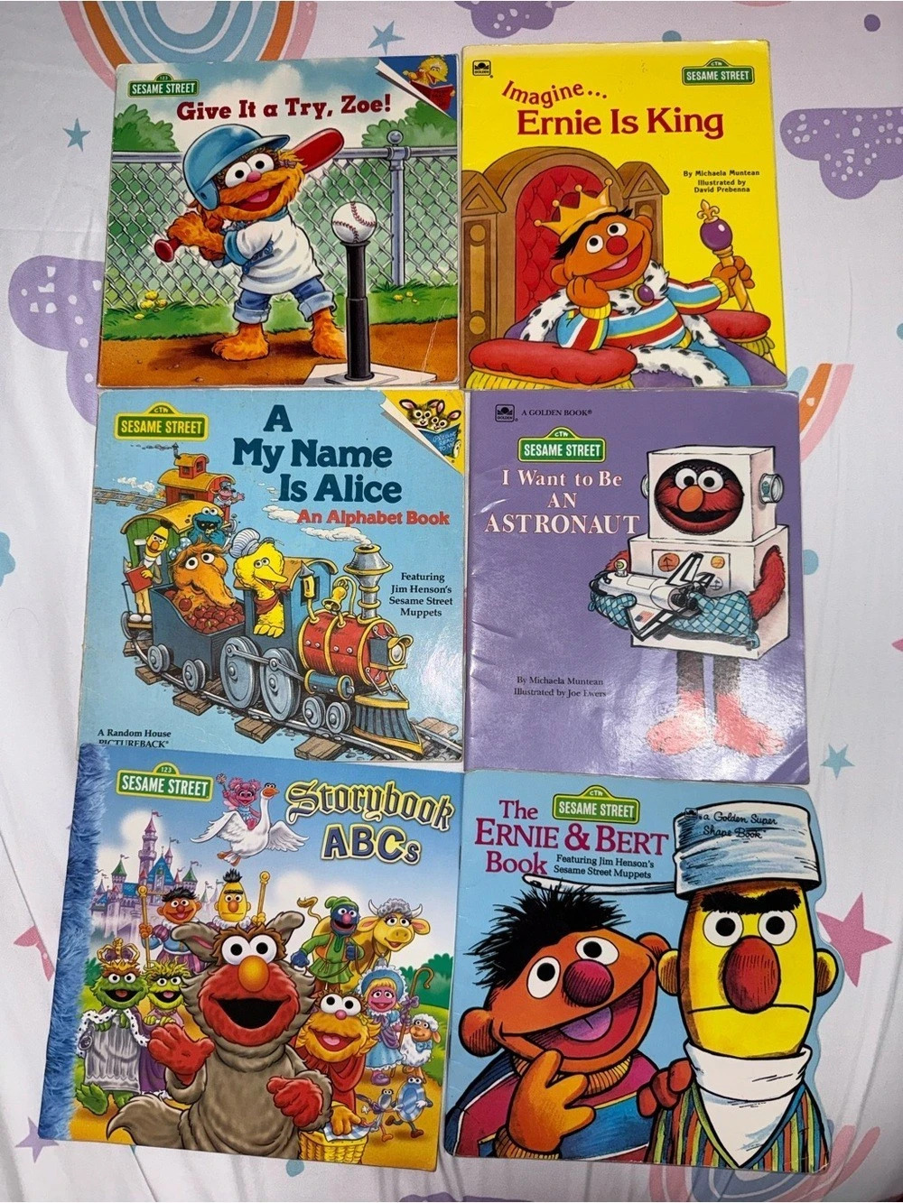 Lot of 6 Vintage Sesame Street Children’s Books Bundle – ABCs, Stories & More